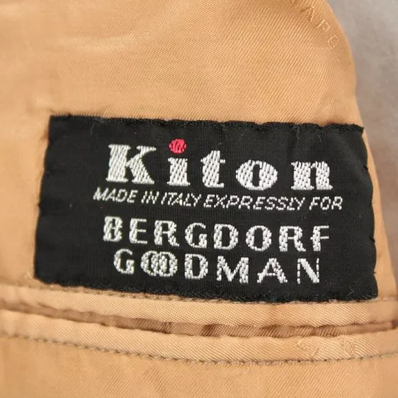 Kiton Sport Coat Size 54R 44R US in Tan & Cream Herringbone 100% Guanaco - Picture 6 of 8